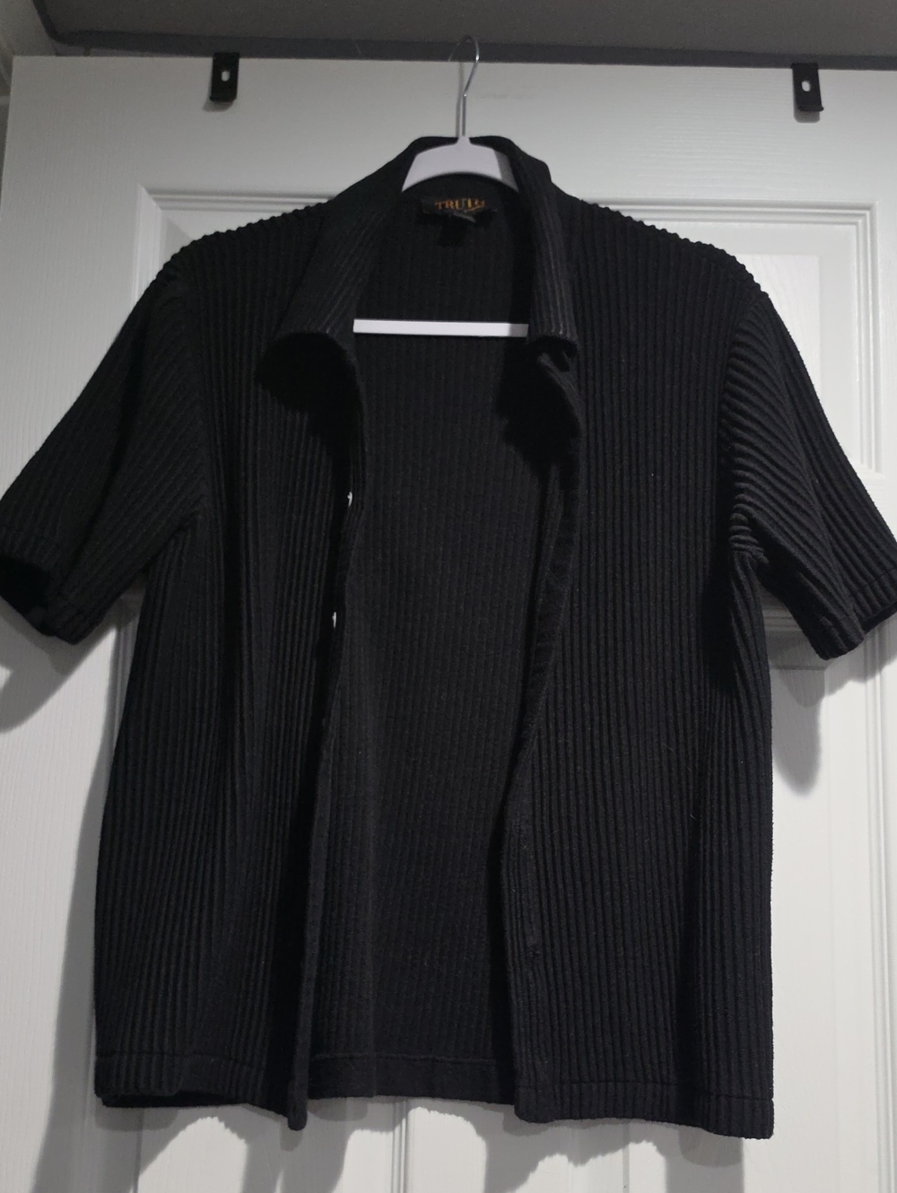 Truth Black Ribbed Short Sleeve Button Down Shirt